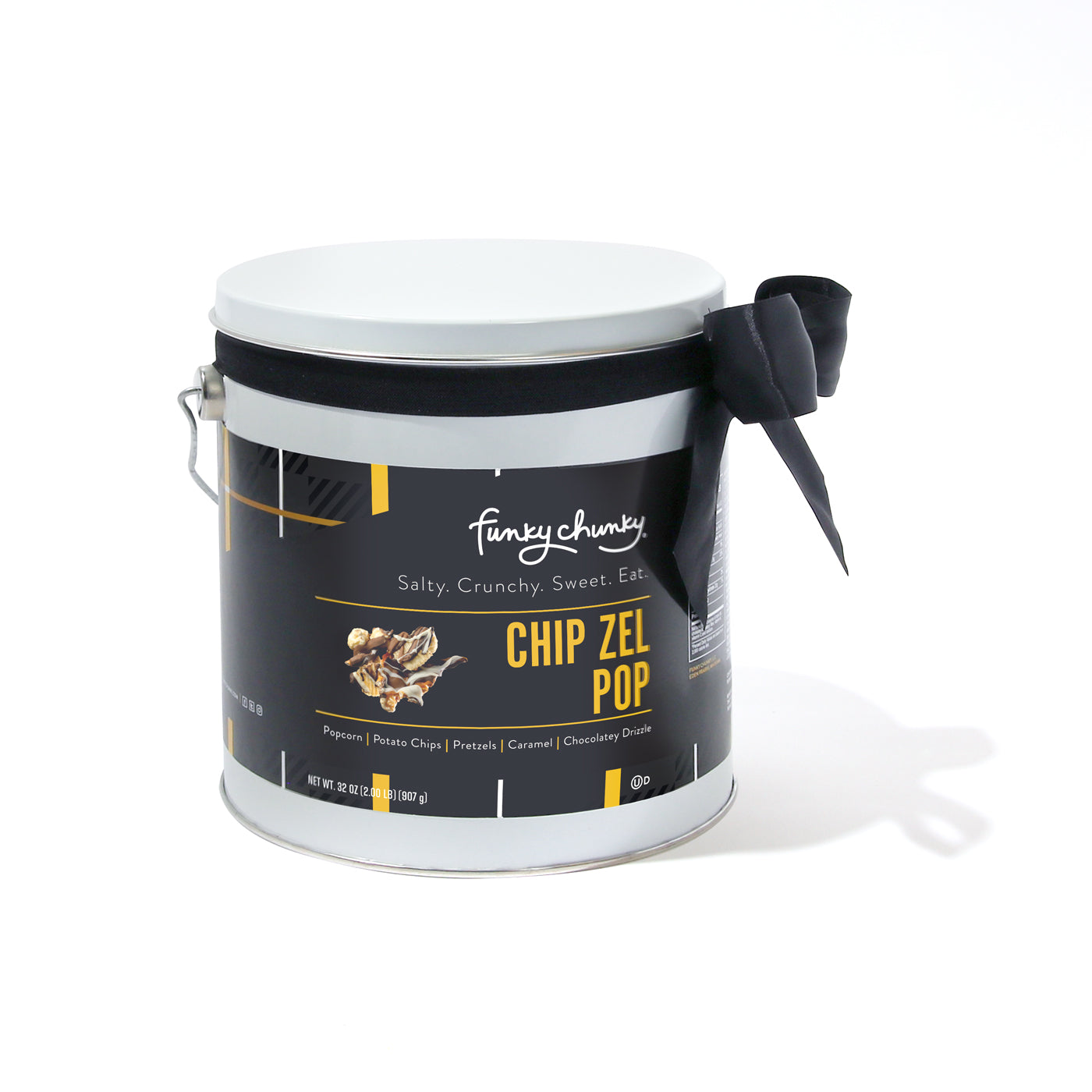 Gift Pails 2 lb-This gourmet popcorn gift tin is filled to the lid with two rich and delicious pounds of your favorite Funky Chunky® flavor. This popcorn tin is the perfect sharing or gifting size for family gatherings, small office parties and corporate customers.-Funky Chunky