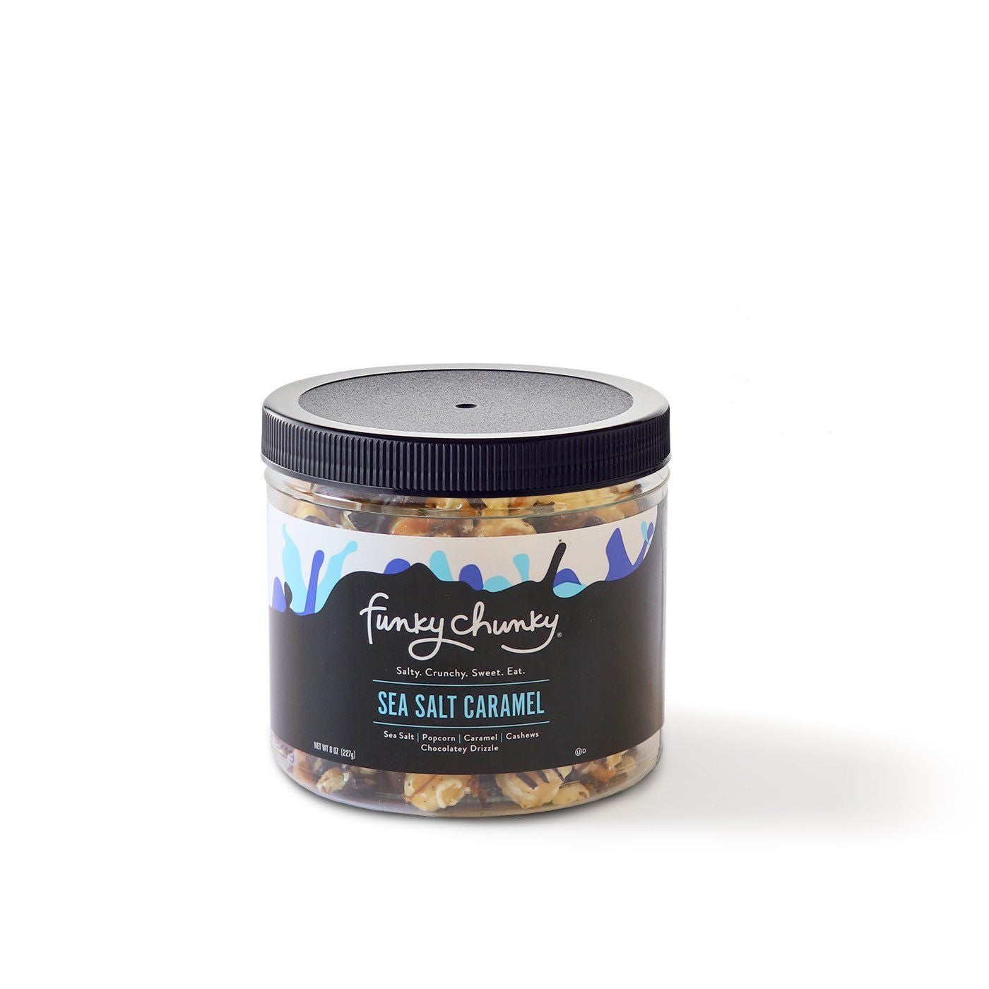 Mini Canisters 8 oz-Re-sealable canister is the perfect size for small client gifts, thank you gifts, a treat for teachers or a snack for you. Each canister contains eight servings (8 oz).-Funky Chunky
