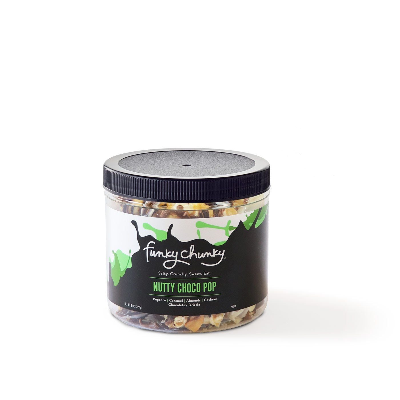 Mini Canisters 8 oz-Re-sealable canister is the perfect size for small client gifts, thank you gifts, a treat for teachers or a snack for you. Each canister contains eight servings (8 oz).-Funky Chunky