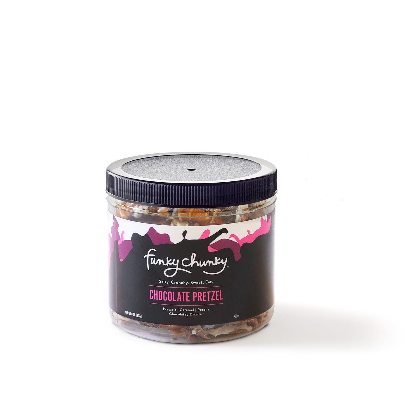 Mini Canisters 8 oz-Re-sealable canister is the perfect size for small client gifts, thank you gifts, a treat for teachers or a snack for you. Each canister contains eight servings (8 oz).-Funky Chunky