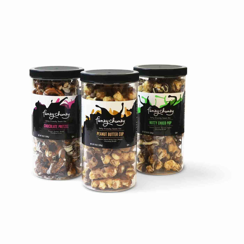 Triple Flavor Gift Pack - Nutty Choco Pop, Chocolate Pretzel, Peanut Butter Cup